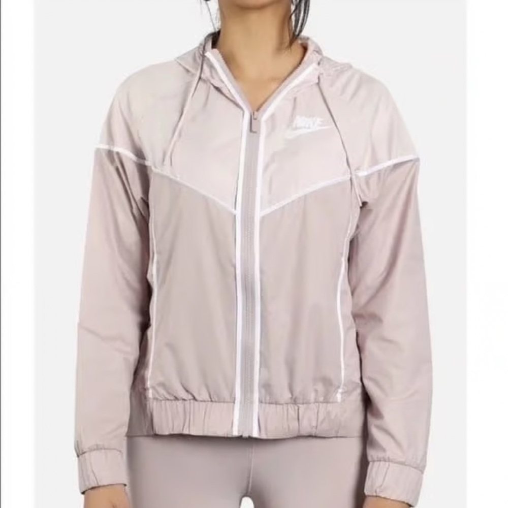 Nike Zip-Up Windbreaker Jacket - Pale Pink Muave - Plus Size 2X